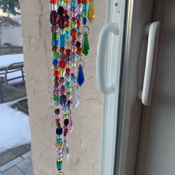 Hand Crafted Multicolor Beaded Crescent Light Catcher - Picture 8 of 13